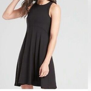 Athleta Santorini Thera Dress Size Medium Fit Flare Empire Waist Black New